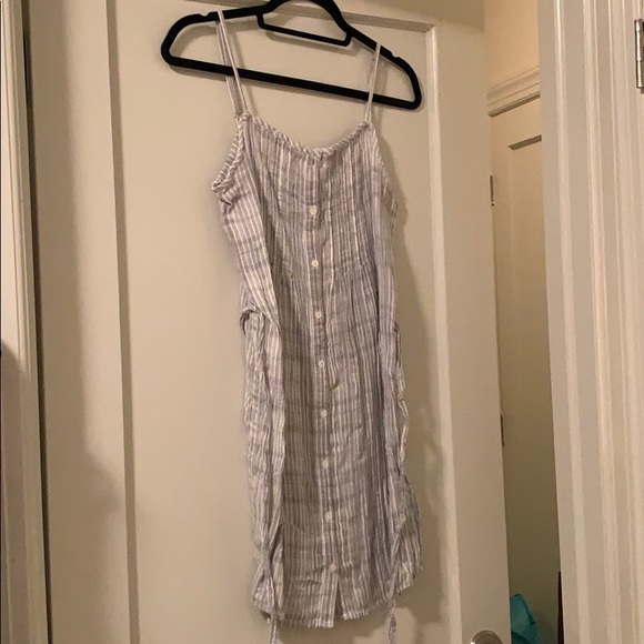 Grey striped linen dress - Picture 1 of 1